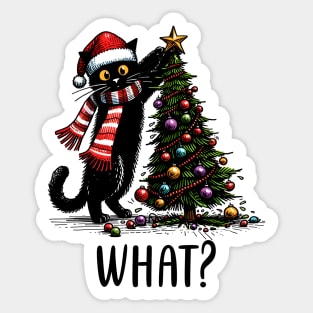 What? Black Cat Christmas Tree Sticker